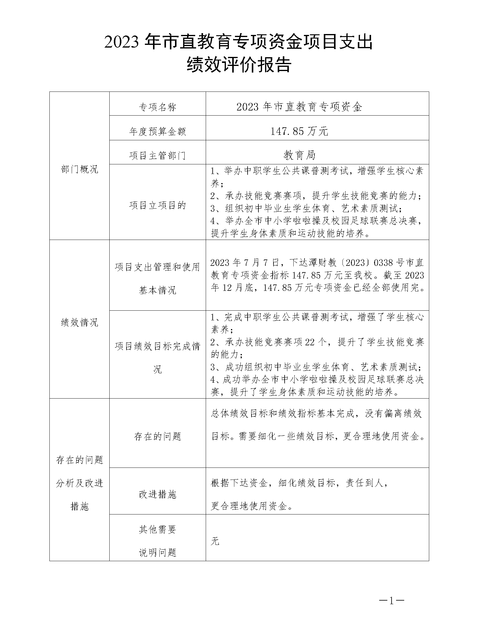 2023年市直教育專項(xiàng)資金項(xiàng)目支出績效評價報(bào)告_01.png